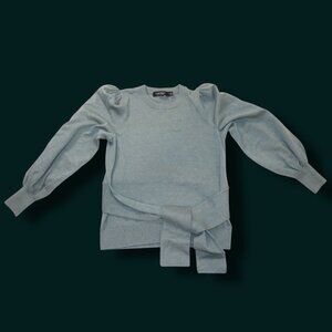 Lauren Ralph Lauren Black Label Blue Knit Sweater with Waist Tie – Size M